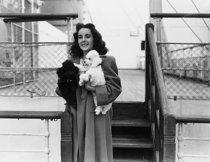 Elizabeth Taylor boarding the Queen Mary in 1947.