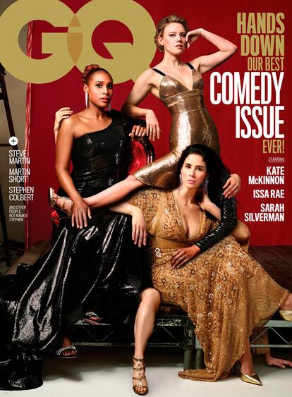 Kate McKinnon, Issa Rae y Sarah Silverman tienen múltiples piernas y brazos en la portada.