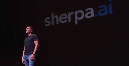 Xabi Uribe Etxebarria, CEO y fundador de Sherpa.ai, ayer durante la presentación de la plataforma
 