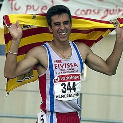 Felipe Vivancos, tras ganar los 110 metros vallas.