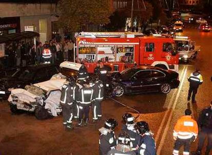 Estado en que quedaron los coches tras el accidente de la madrugada del pasado sábado.