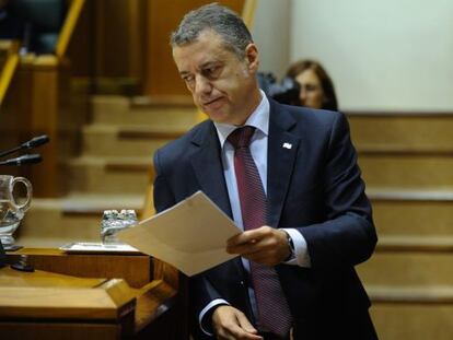 Iñigo Urkullu, en el pleno de control del Parlamento.