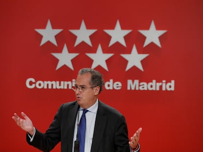 El consejero de Educación de Madrid, Enrique Ossorio, tras el Consejo de Gobierno regional de este jueves.