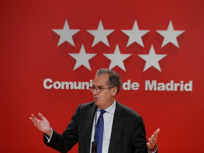 El consejero de Educación de Madrid, Enrique Ossorio, tras el Consejo de Gobierno regional de este jueves.