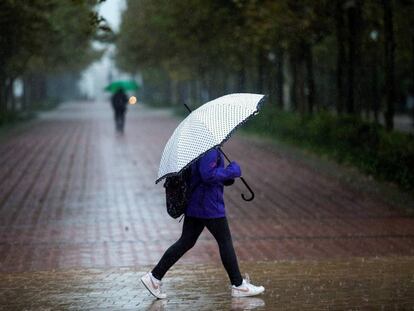 La lluvia que caía a primer hora de este jueves en Castellón.