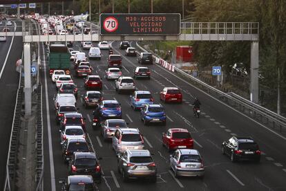 Restricciones de velocidad por contaminación en la M-30 el pasado 25 de octubre.