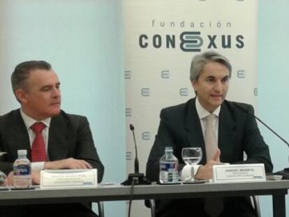El presidente de la fundaci&oacute;n Conexus, Manuel Broseta, junto a los vicepresidentes Serratosa (izquierda) y Pascual (derecha).