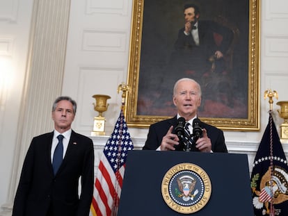 El presidente Joe Biden y el secretario de Estado, Antony Blinken, comparecían el sábado ante los medios este sábado en la Casa Blanca tras el ataque de Hamás a Israel.