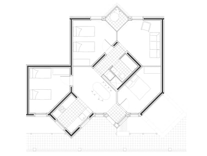 Planta tipus dels habitatges de l’extrem oest de l’illa de Les Glòries