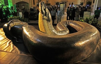 El modelo de Titanoboa, en el Smithsonian de Washington.