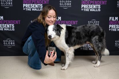 Actress Olivia Wilde and Messi the dog