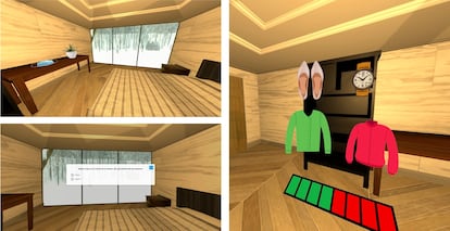 Escenario virtual de un dormitorio para entrenamiento de habilidades cognitivas y de lenguaje en enfermos de Alzheimer, creado por estudiantes de segundo curso de Técnico Superior de Mantenimiento Electrónico del CIFP Río Tormes de Salamanca.