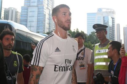 Sergio Ramos, durante la reciente gira del Madrid en China