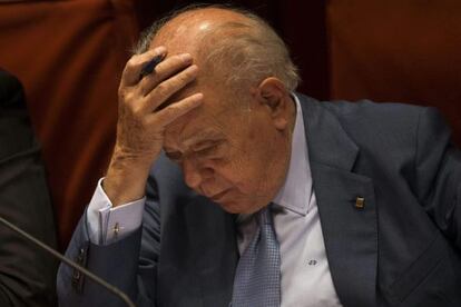 Jordi Pujol, durante su comparecencia en el Parlament de Cataluña.