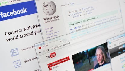 Las páginas de Facebook, Google, Youtube, LinkedIn y Wikipedia.