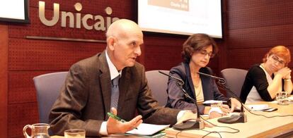 Francisco García Navas, Consejero Delegado de Analistas Económicos de Andalucía, en la presentación del informe este martes.