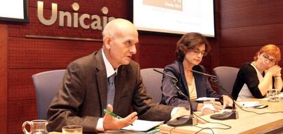 Francisco Garc&iacute;a Navas, Consejero Delegado de Analistas Econ&oacute;micos de Andaluc&iacute;a, en la presentaci&oacute;n del informe este martes.