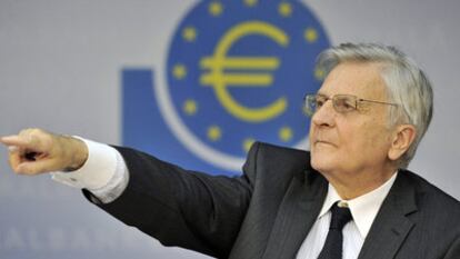 El presidente del Banco Central Europeo, Jean Claude Trichet, durante la rueda de prensa que ofreció el pasado jueves en Fráncfort