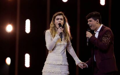 Amaia y Alfred, durante un ensayo de Eurovisión.