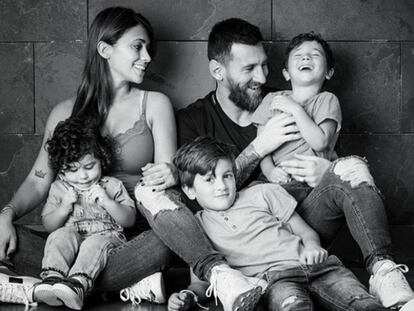 Leo Messi, amb la seva dona i els seus tres fills.