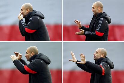 Guardiola, en una secuencia del entrenamiento del Bayern.