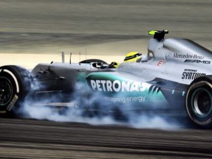 Rosberg, durante la primera sesión de entrenamientos libres del GP de Baréin.