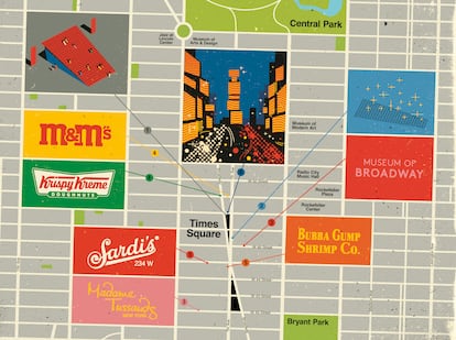 Mapa ilustrado de Times Square.