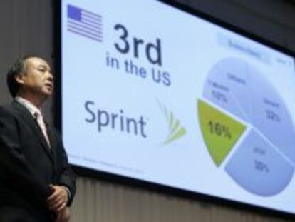 Masayoshi Son, presidente de Softbank, en la presentaci&oacute;n de su opa sobre Sprint.