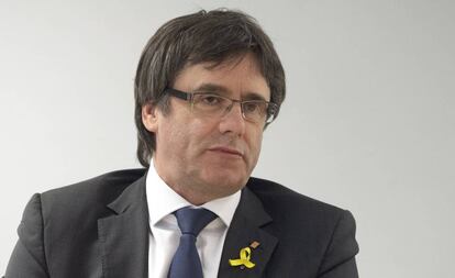 El expresidente catalán Carles Puigdemont, en una reunión de Junts per Cat, en Berlín.