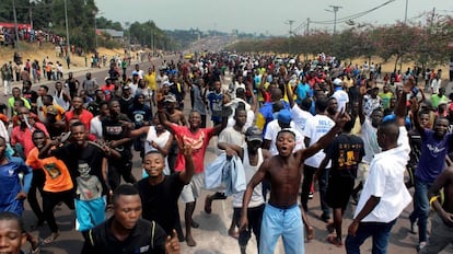 Seguidores del Movimiento para la liberación del Congo, esta semana, en RDC.