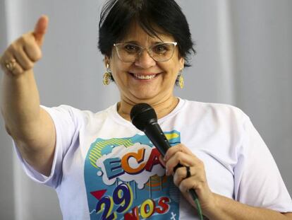 A ministra da Mulher, da Família e dos Direitos Humanos, Damares Alves, participa da celebração aos 29 anos do ECA.