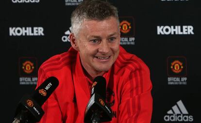 Ole Gunnar Solskjaer, este lunes en rueda de prensa