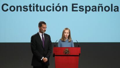 En 2018, la princesa Leonor celebró su 13º cumpleaños con su primera intervención pública leyendo el arranque de la Constitución, en una sesión organizada por el Gobierno en el Instituto Cervantes con motivo del 40 aniversario de la Carta Magna.