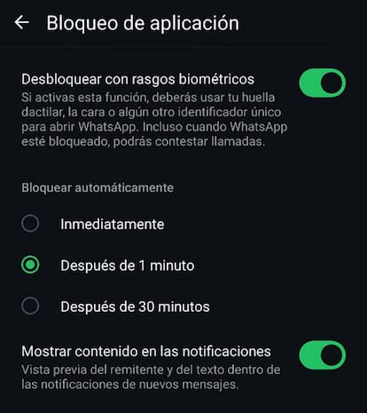 Proteger la aplicación WhatsApp para Android