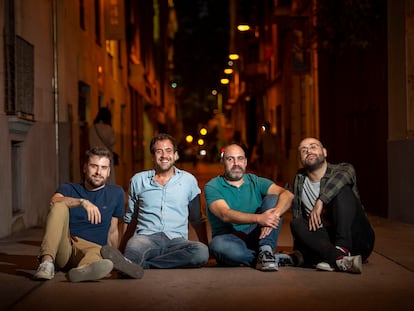 Miembros del podcast La Sotana. De izquierda a derecha, Andreu Juanola, Joel Díaz, Magí García y Manel Vidal.