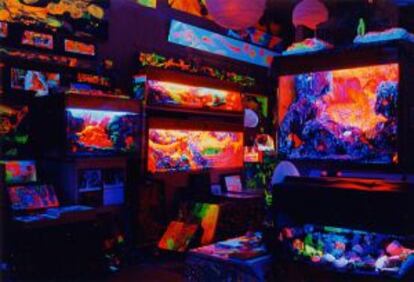 Interior de Electric Ladyland, prielectric-lady-land.commer museo de arte fluorescente del mundo.