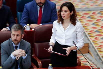 Ayuso intervena el jueves en el pleno de la Asamblea de Madrid.