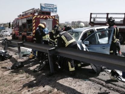 Un accidente ocurrido este julio en la A-5, a la altura de M&oacute;stoles (Madrid).