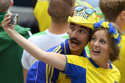 Selfie sueco antes del debut contra Irlanda.