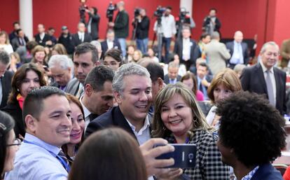 Iván Duque, durante un acto de campaña. 