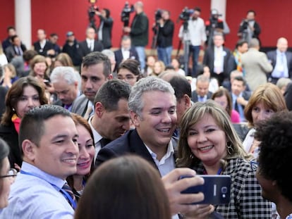 Iván Duque, durante un acto de campaña. 