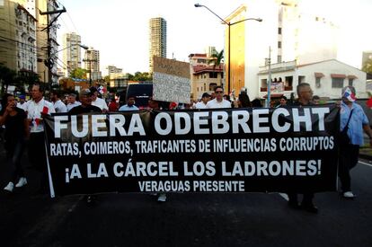 Manifestação contra a Odebrecht, na Cidade do Panamá.