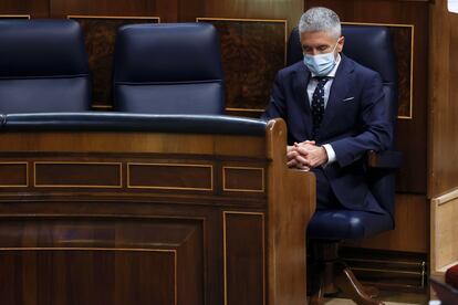 El ministro del Interior, Fernando Grande-Marlaska, durante la sesión de control al Gobierno celebrada este miércoles en el Congreso.