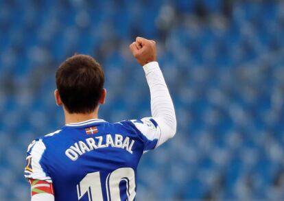 Mikel Oyarzabal celebra su gol este sábado ante el Getafe.