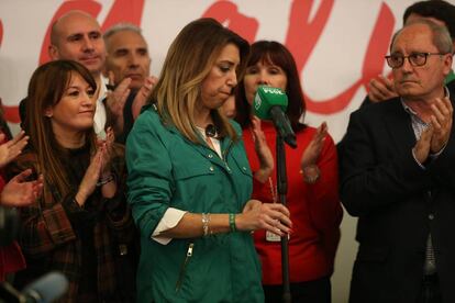 Susana Díaz, tras la comparecencia en Sevilla.