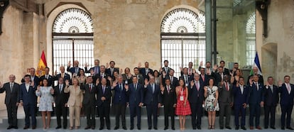 La reunión del CAF (banco de desarrollo de América Latina y el Caribe) en Sevilla, España.