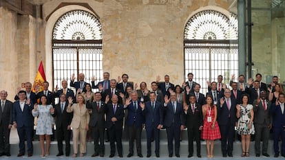 La reunión del CAF (banco de desarrollo de América Latina y el Caribe) en Sevilla, España.