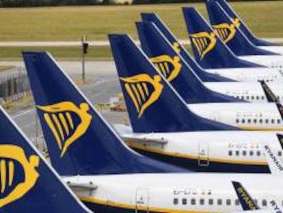 Aviones de la aerolínea irlandesa Ryanair. 