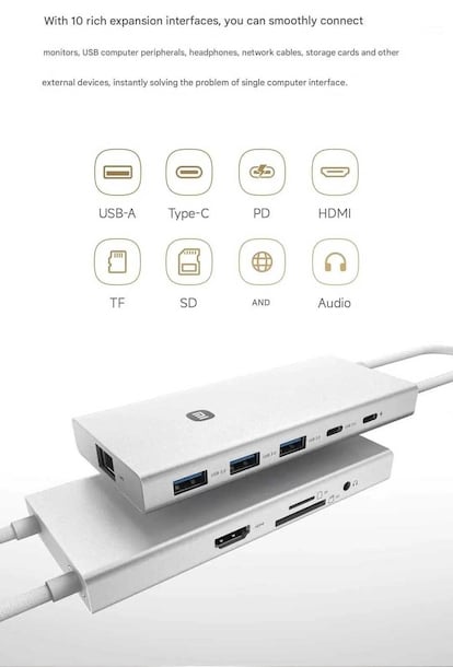 Puertos del Xiaomi Dock USB-C 10 en 1