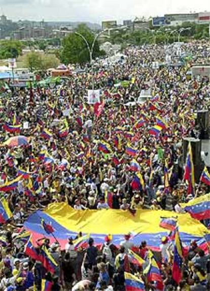 Aspecto de la marcha de 24 horas de la oposición, ayer, en Caracas.